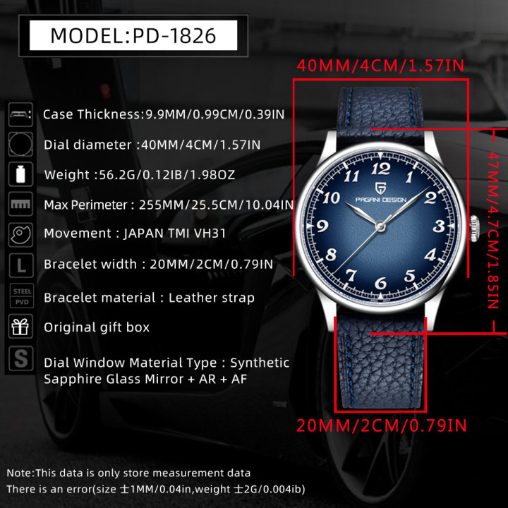 PAGANI DESIGN PD1826 Men's 40 mm Quartz Watch