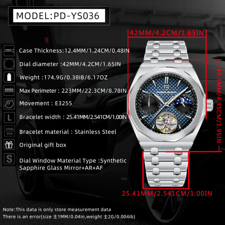 PAGANI DESIGN PDYS036 Men's 42 mm Open Heart Automatic Watch