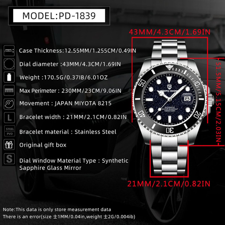 PAGANI DESIGN PD1839 Miyota 8215 Automatic Watch